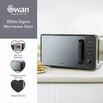 Swan Serenity Jug Kettle, 4 Slice Toaster & Microwave Kitchen Set (Black)
