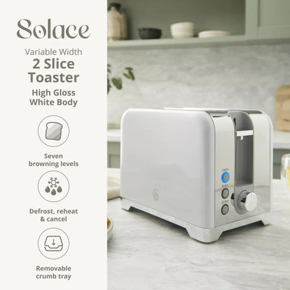 Swan Solace Jug Kettle, 2 Slice Toaster & Microwave Kitchen Set (White)