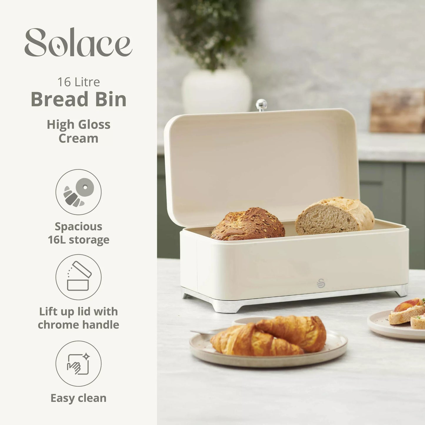 Swan Solace Bread Bin SWKA18540CRM (Cream) - Vibe Home
