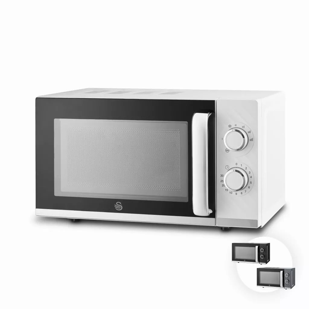 Swan Windsor Kettle, 2 Slice Toaster & Microwave Kitchen Set (White)