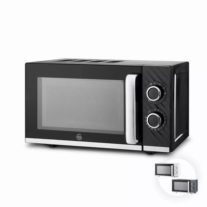 Swan Windsor Kettle, 2 Slice Toaster & Microwave Kitchen Set (Black)