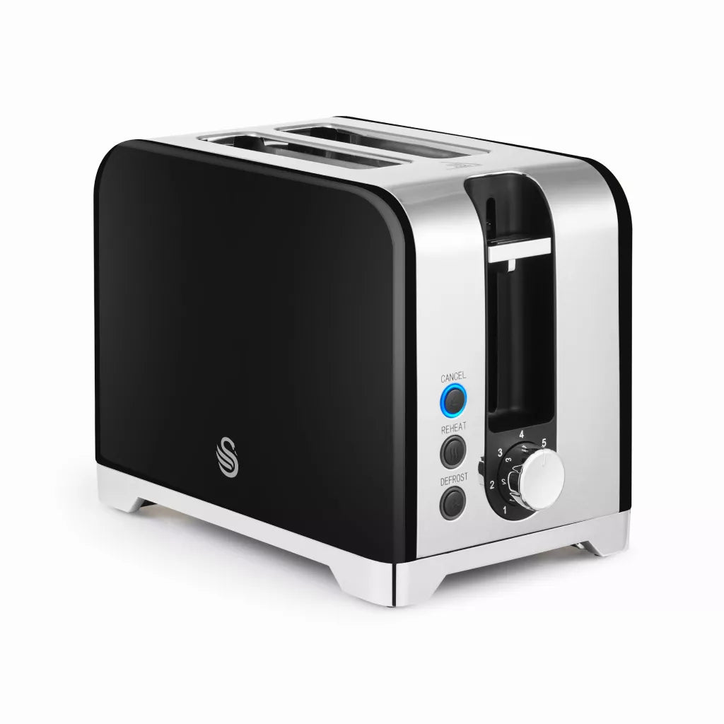 Swan Solace Jug Kettle, 2 Slice Toaster & Microwave Kitchen Set (Black)