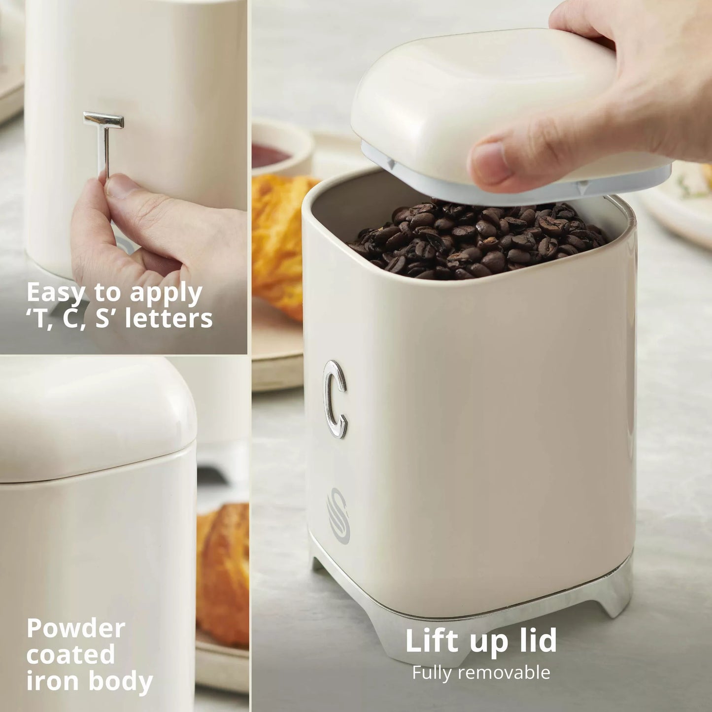 Swan Solace Canisters Set SWKA18541CRM (Cream) - Vibe Home