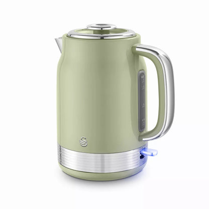 Swan Swan Retro Jug Kettle & 4 Slice Toaster Kitchen Set (Green)