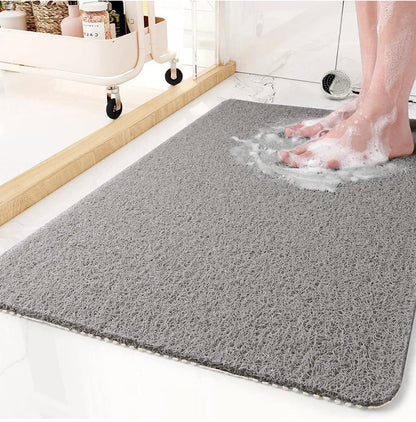 BINGOBANG Loofah Shower Mat for Inside Bath Mat Non-Slip (Grey/White)