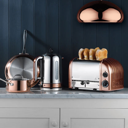 Dualit Classic Kettle & 4 Slice Vario AWS Toaster Kitchen Set (Stainless Steel & Copper) Kettle & Toaster Sets