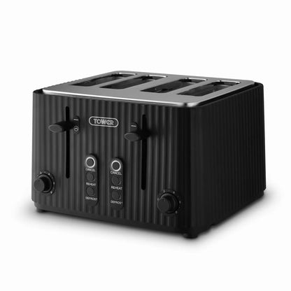 Tower EcoForm Rapid Boil Kettle & 4 Slice Toaster Kitchen Set (Black)