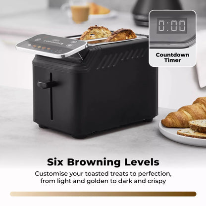 Tower Tower Mirage Digital Pyramid Kettle & 2 Slice Toaster Kitchen Set (Black)