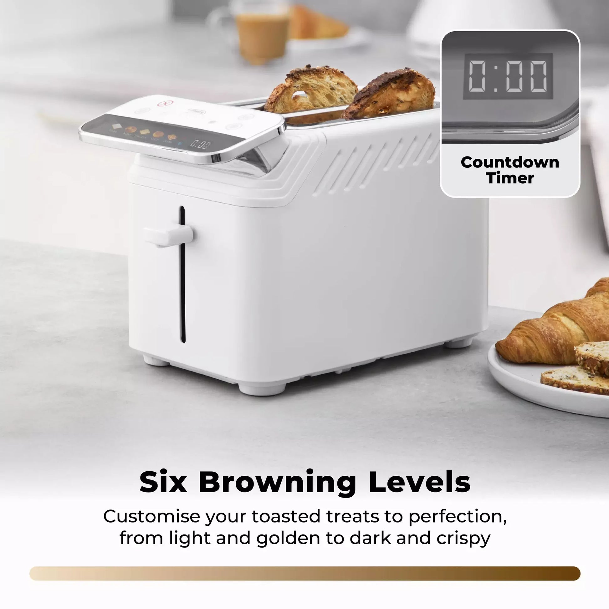 Tower Tower Mirage Digital Pyramid Kettle & 2 Slice Toaster Kitchen Set (White)