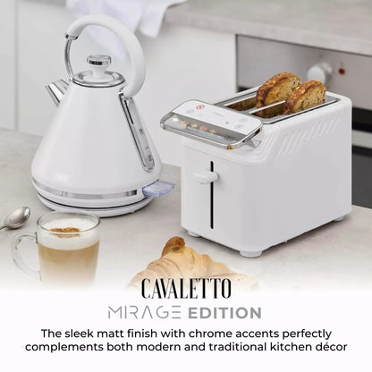 Tower Tower Mirage Digital Pyramid Kettle & 2 Slice Toaster Kitchen Set (White)