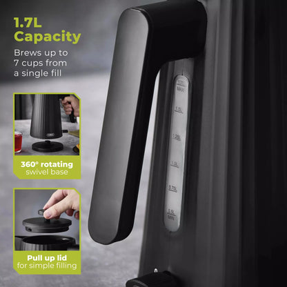 Tower EcoForm Rapid Boil Kettle & 4 Slice Toaster Kitchen Set (Black)