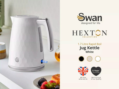 Swan Swan Hexton Kettle & 2 Slice Toaster Kitchen Set (White)