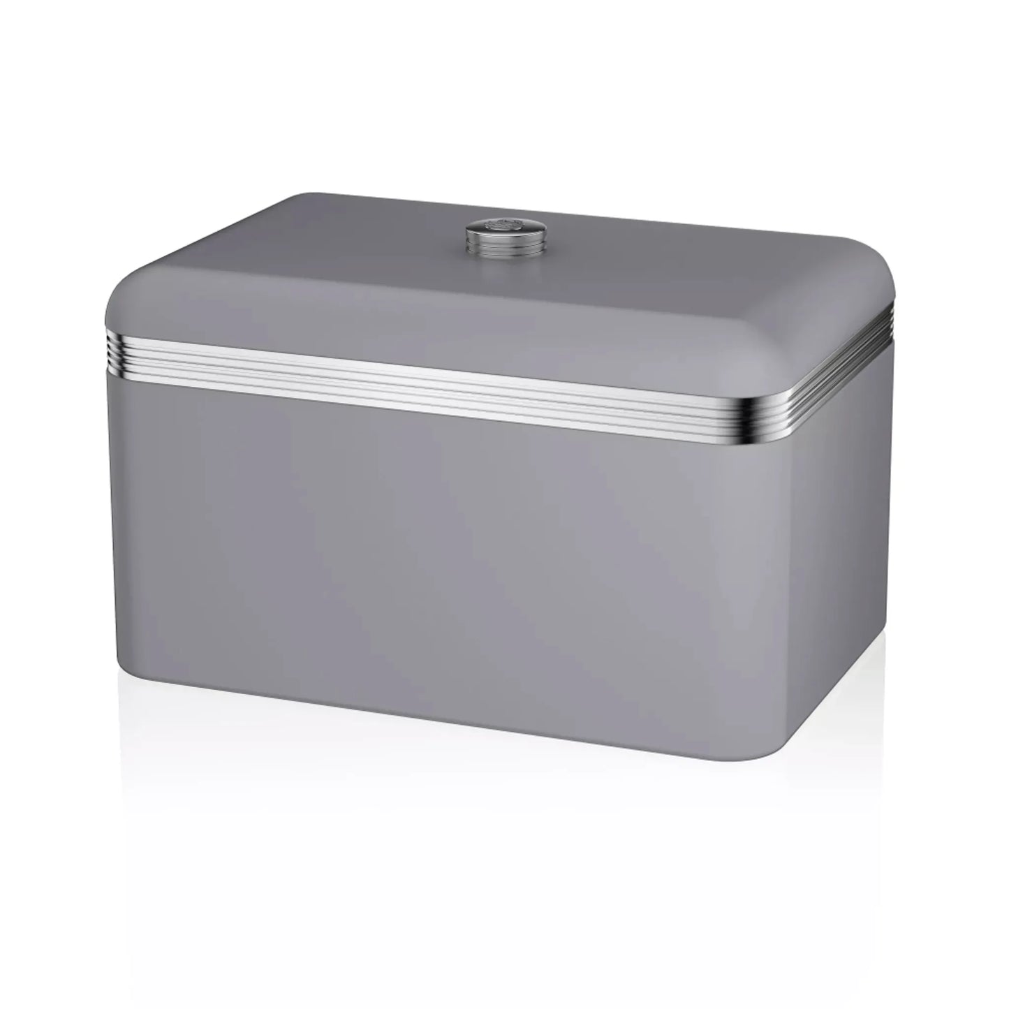 Swan Retro Pyramid Kettle, 4 Slice Toaster, Bread Bin, Canisters & Towel Pole Kitchen Set (Grey)