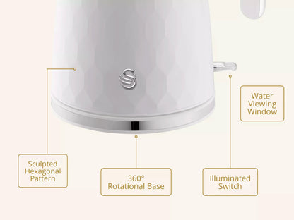Swan Swan Hexton Kettle & 2 Slice Toaster Kitchen Set (White)