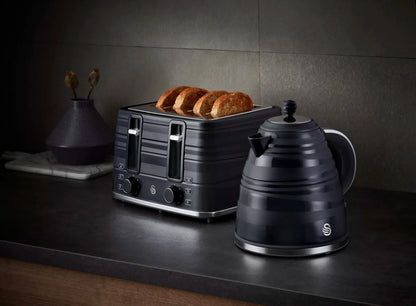 Swan Swan Symphony Kettle & 4 Slice Toaster Kitchen Set (Black)
