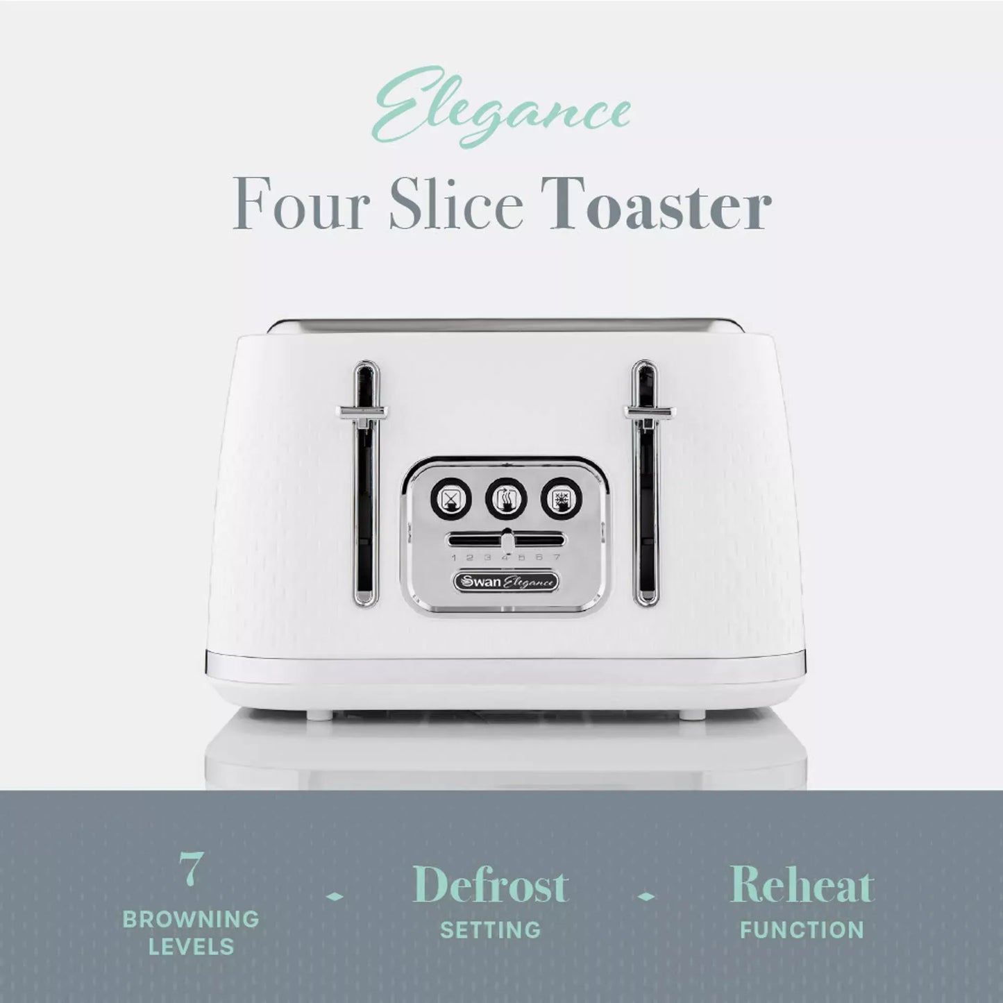 Swan Swan Elegance Kettle, 4 Slice Toaster, Bread Bin, Canisters, Towel Pole & Mug Tree Set (White)