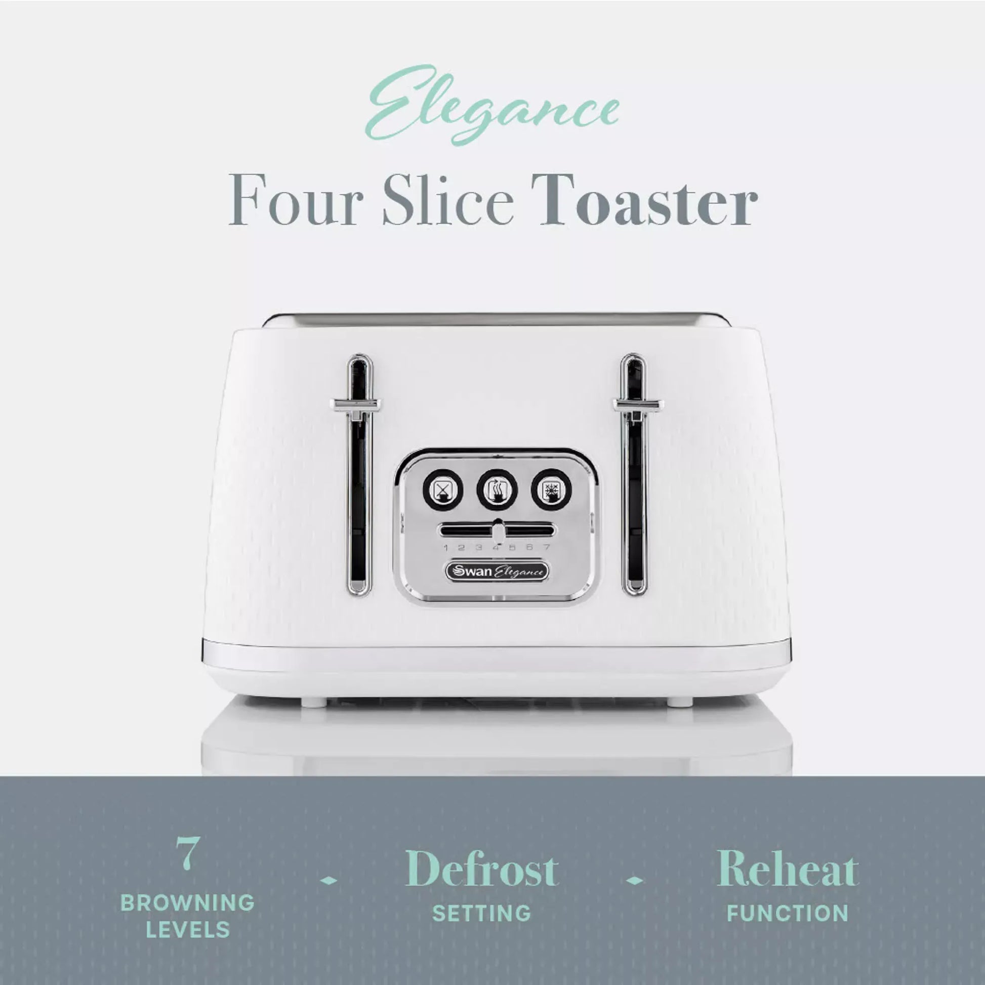 Swan Swan Elegance Kettle, 4 Slice Toaster, Bread Bin, Canisters, Towel Pole & Mug Tree Set (White)