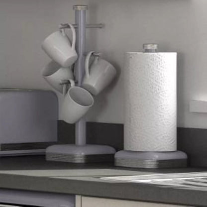 Swan Retro Pyramid Kettle, 4 Slice Toaster, Bread Bin, Canisters & Towel Pole Kitchen Set (Grey)