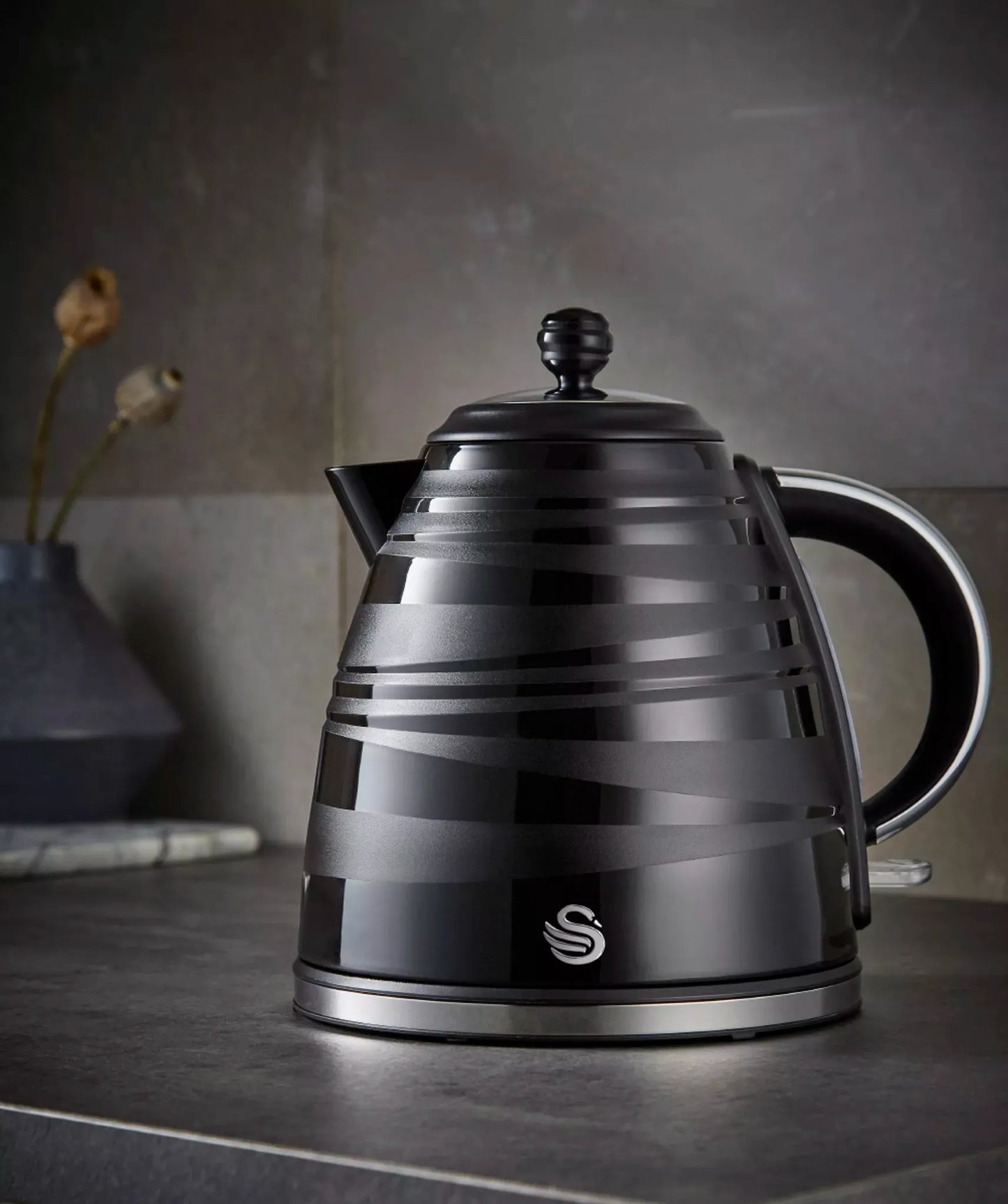 Swan Swan Symphony Kettle & 2 Slice Toaster Kitchen Set (Black)