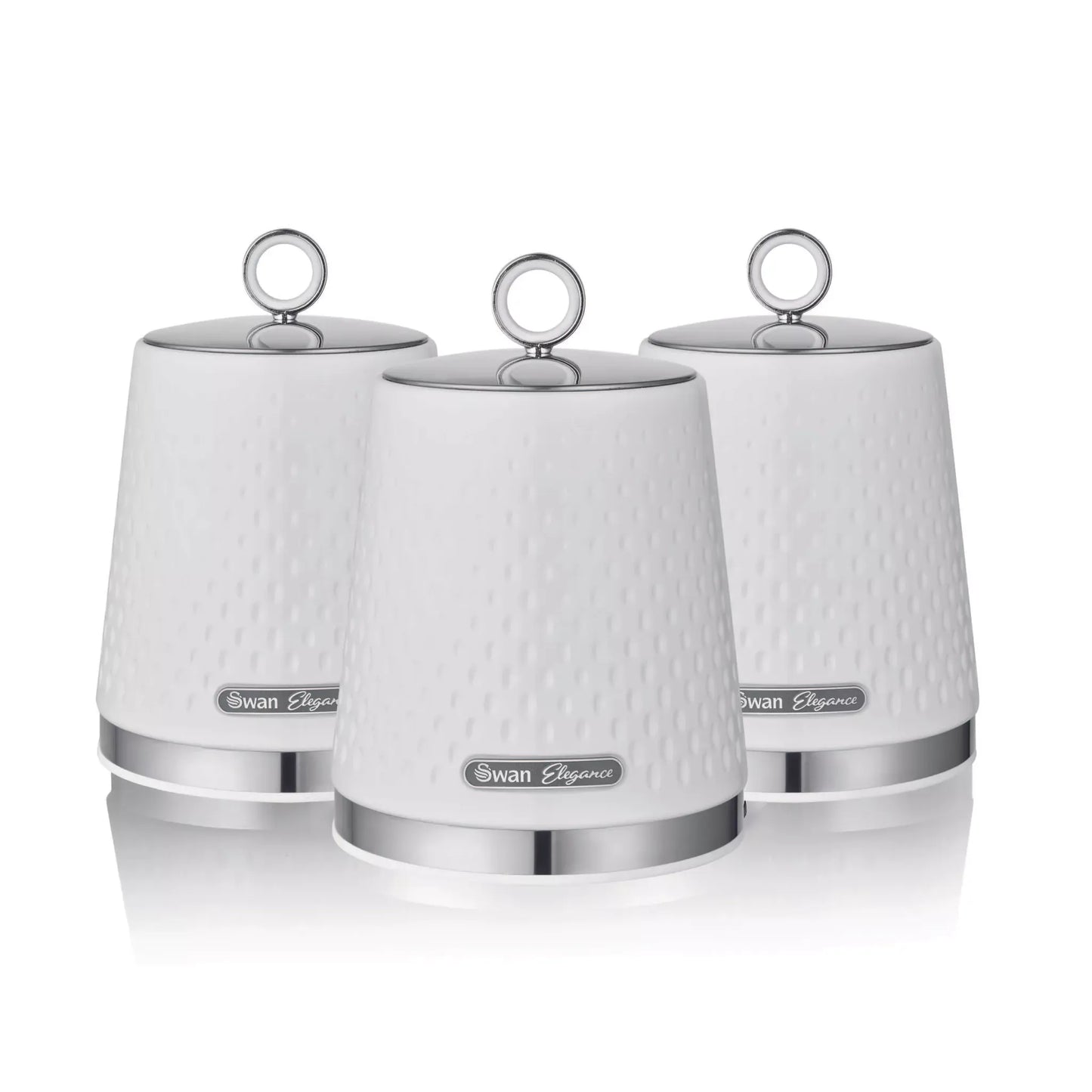Swan Swan Elegance Kettle, 4 Slice Toaster, Bread Bin, Canisters, Towel Pole & Mug Tree Set (White)
