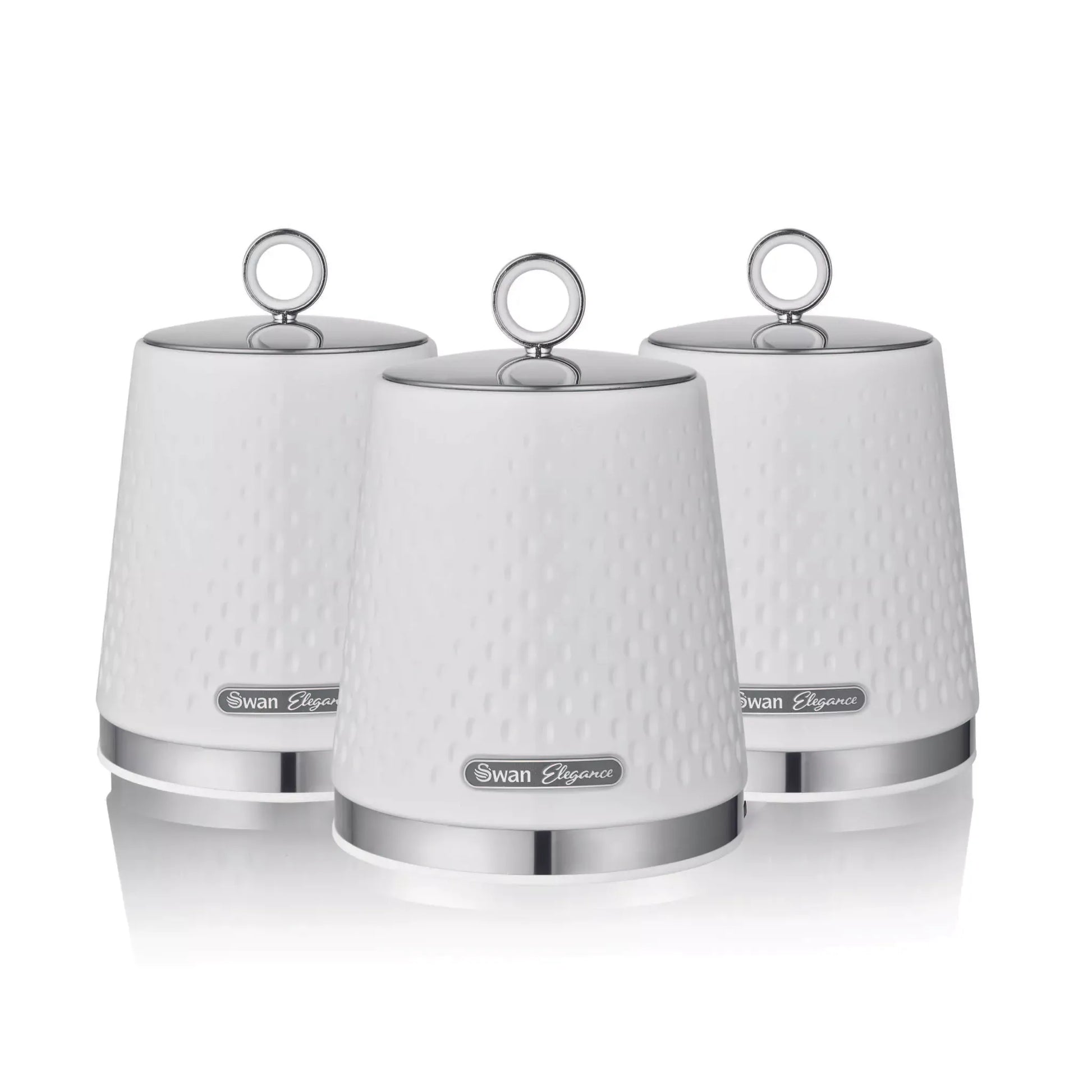 Swan Swan Elegance Kettle, 4 Slice Toaster, Bread Bin, Canisters, Towel Pole & Mug Tree Set (White)