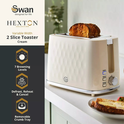 Swan Swan Hexton Kettle & 2 Slice Toaster Kitchen Set (Cream)