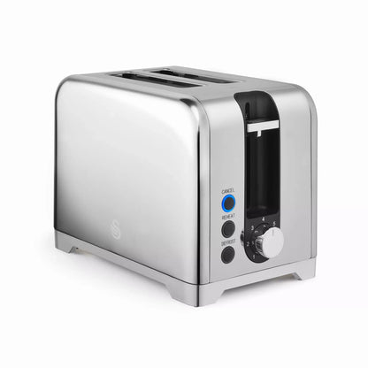 Swan Swan Solace Jug Kettle & 2 Slice Toaster Kitchen Set (Silver Stainless Steel)