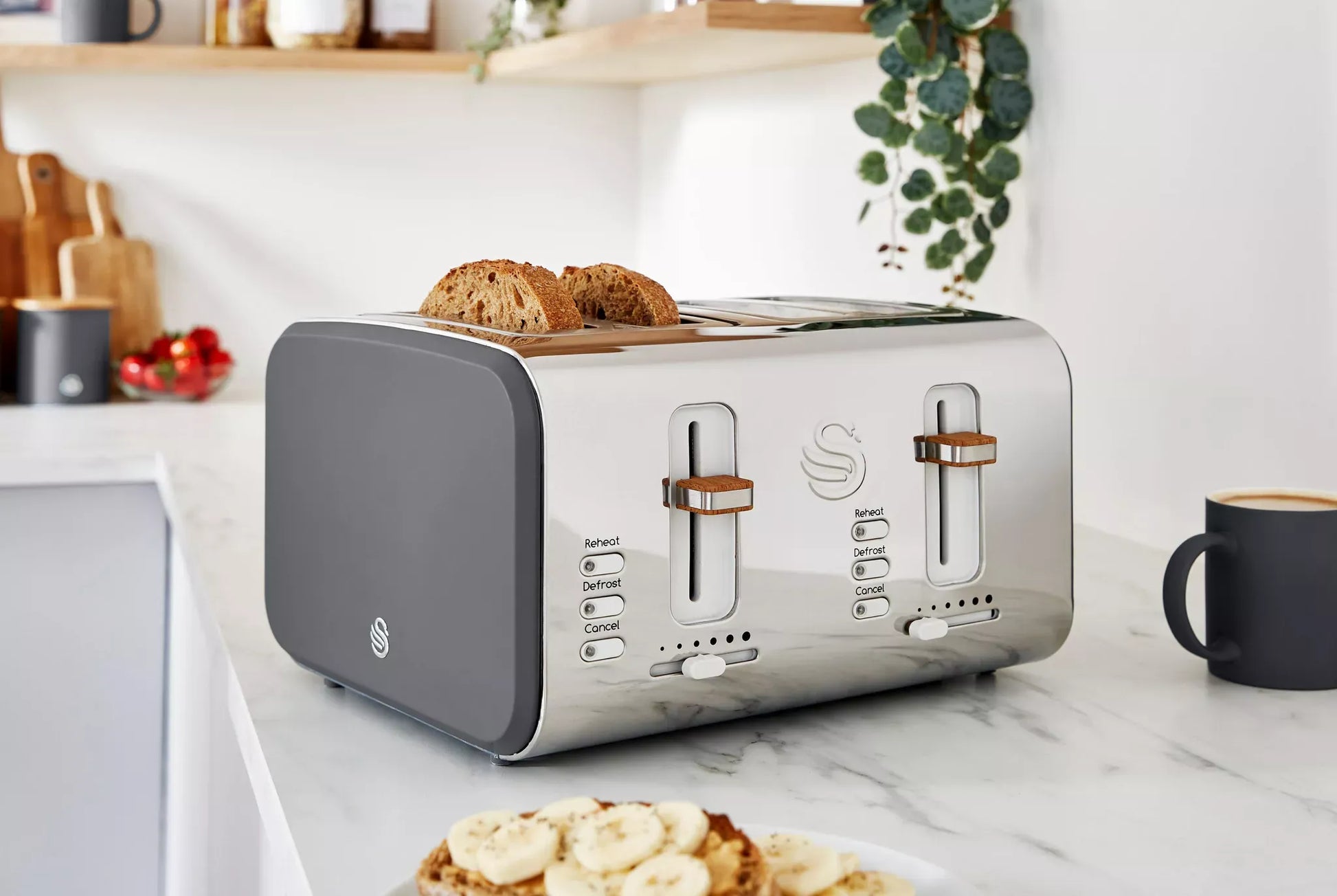 Swan Swan Nordic Kettle & 4 Slice Toaster Kitchen Set (Grey)