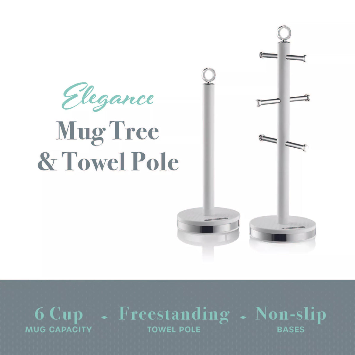 Swan Swan Elegance Bread Bin, Canisters, Mug Tree & Towel Pole Storage Set (White)