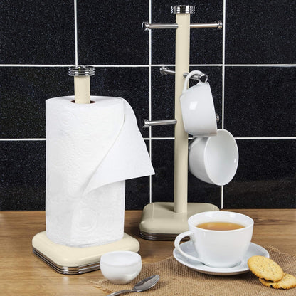 Swan Retro Kettle, 4 Slice Toaster, Bread Bin, Canisters & Towel Pole Set (Cream)
