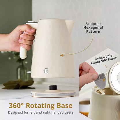 Swan Swan Hexton Kettle & 2 Slice Toaster Kitchen Set (Cream)
