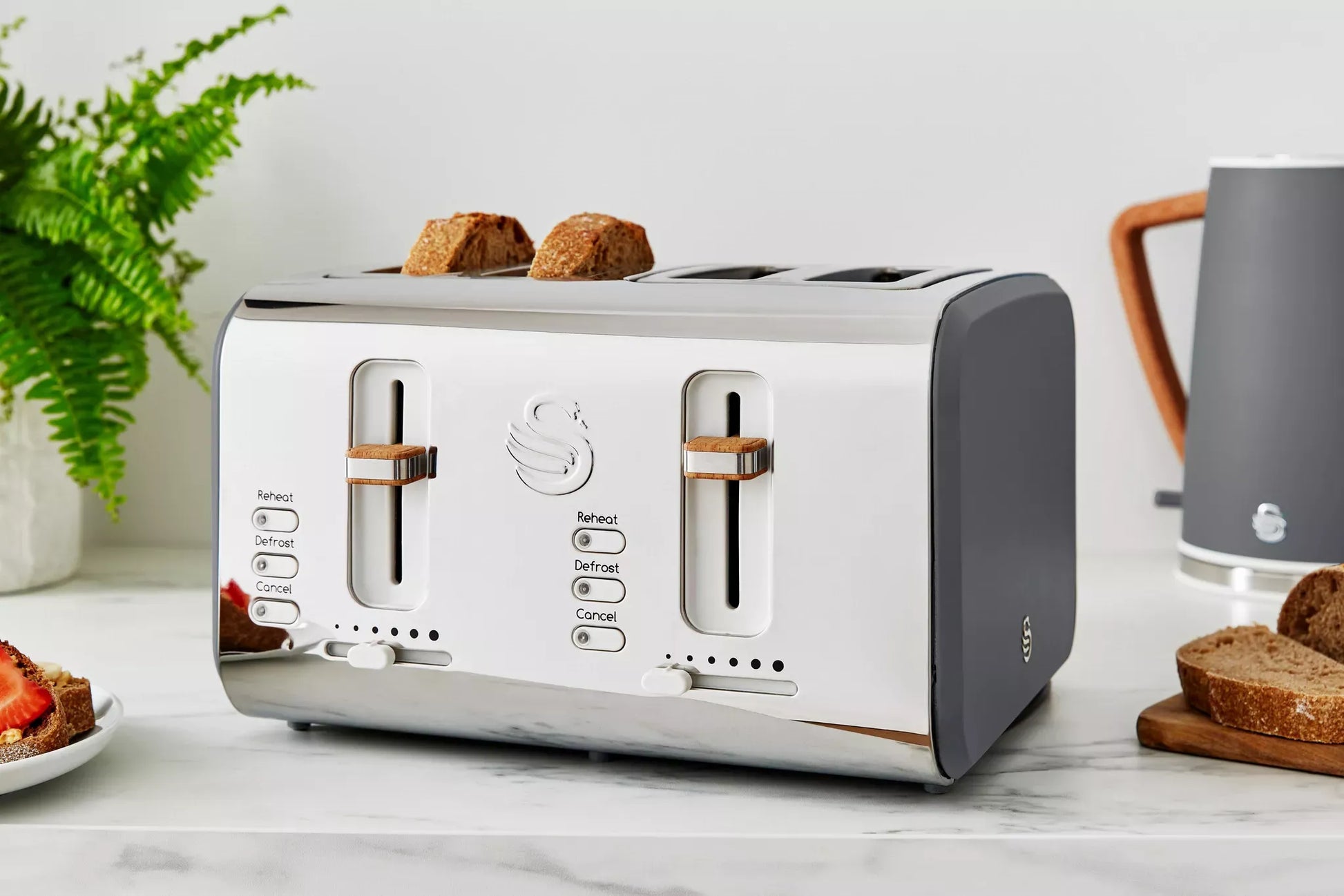 Swan Swan Nordic Kettle & 4 Slice Toaster Kitchen Set (Grey)