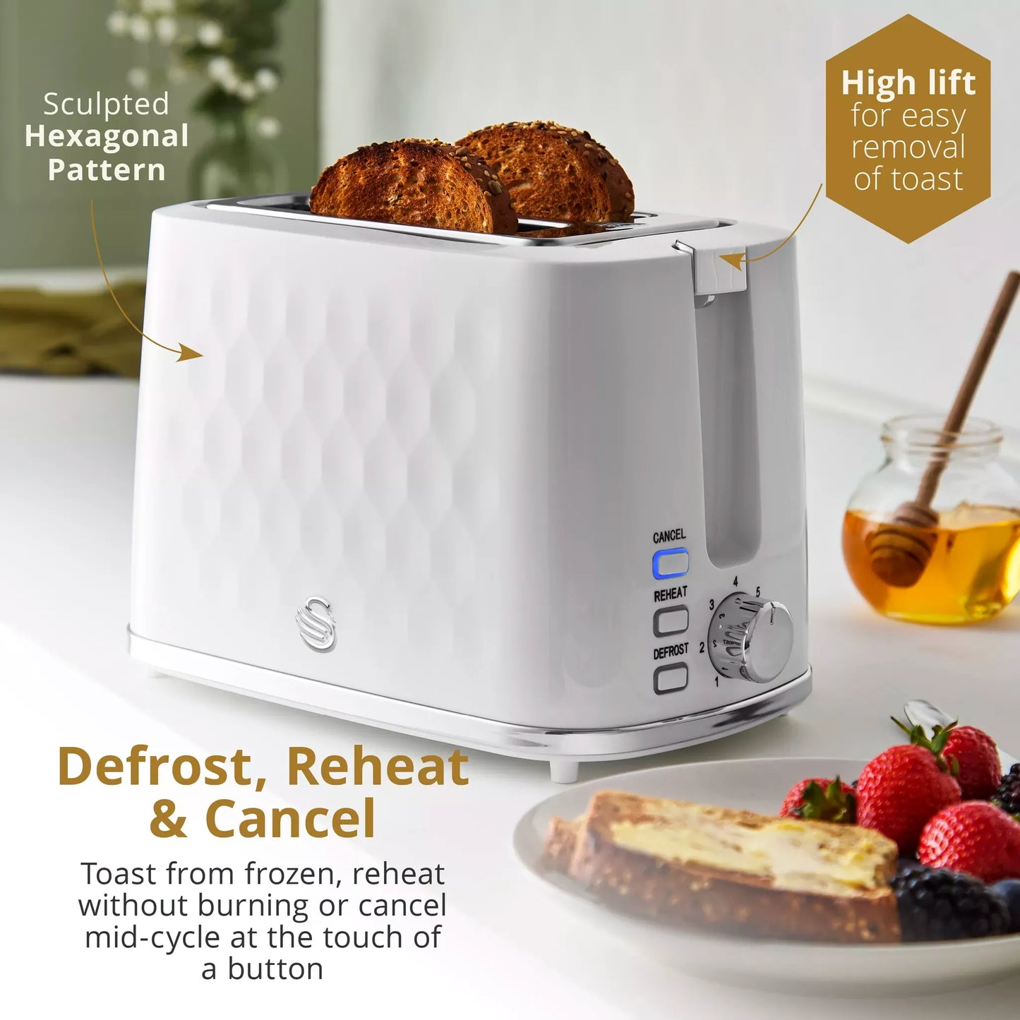 Swan Swan Hexton Kettle & 2 Slice Toaster Kitchen Set (White)