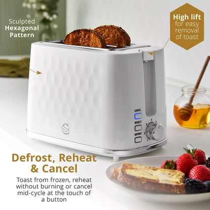 Swan Swan Hexton Kettle & 2 Slice Toaster Kitchen Set (White)