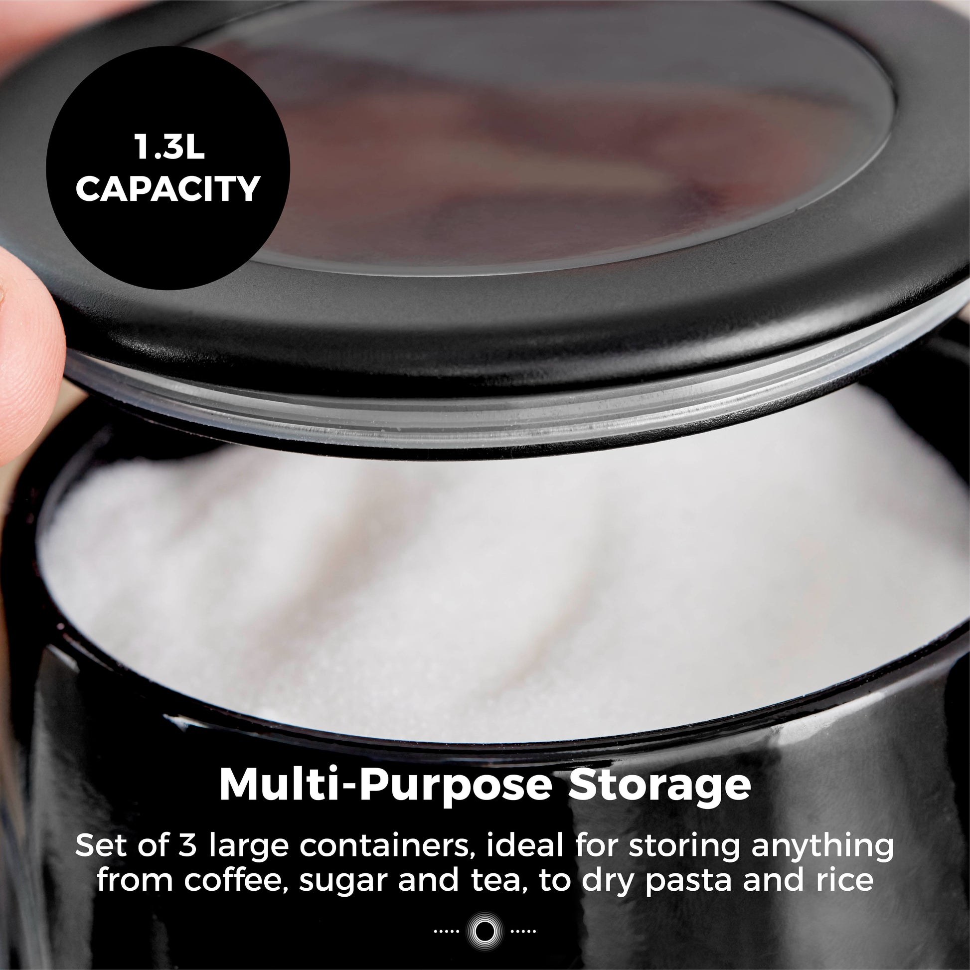 Tower Tower Sonar Bread Bin & Canister Kitchen Storage Set (Black)
