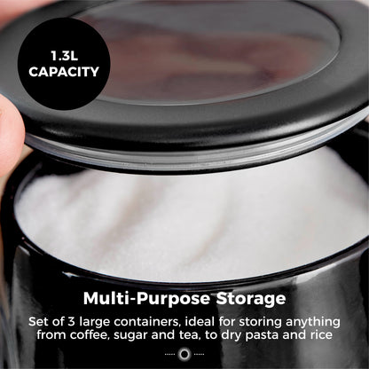 Tower Tower Sonar Bread Bin & Canister Kitchen Storage Set (Black)