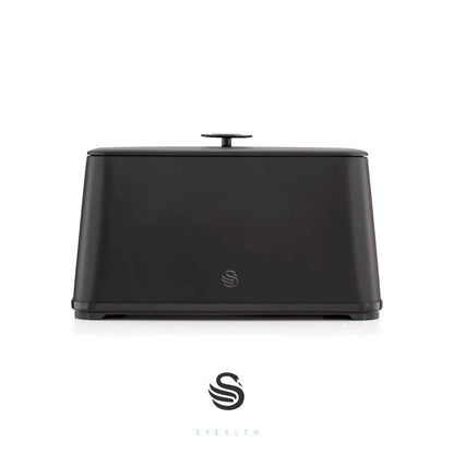 Swan Swan Stealth Bread Bin & Canisters Kitchen Storage Set (Matt Black)