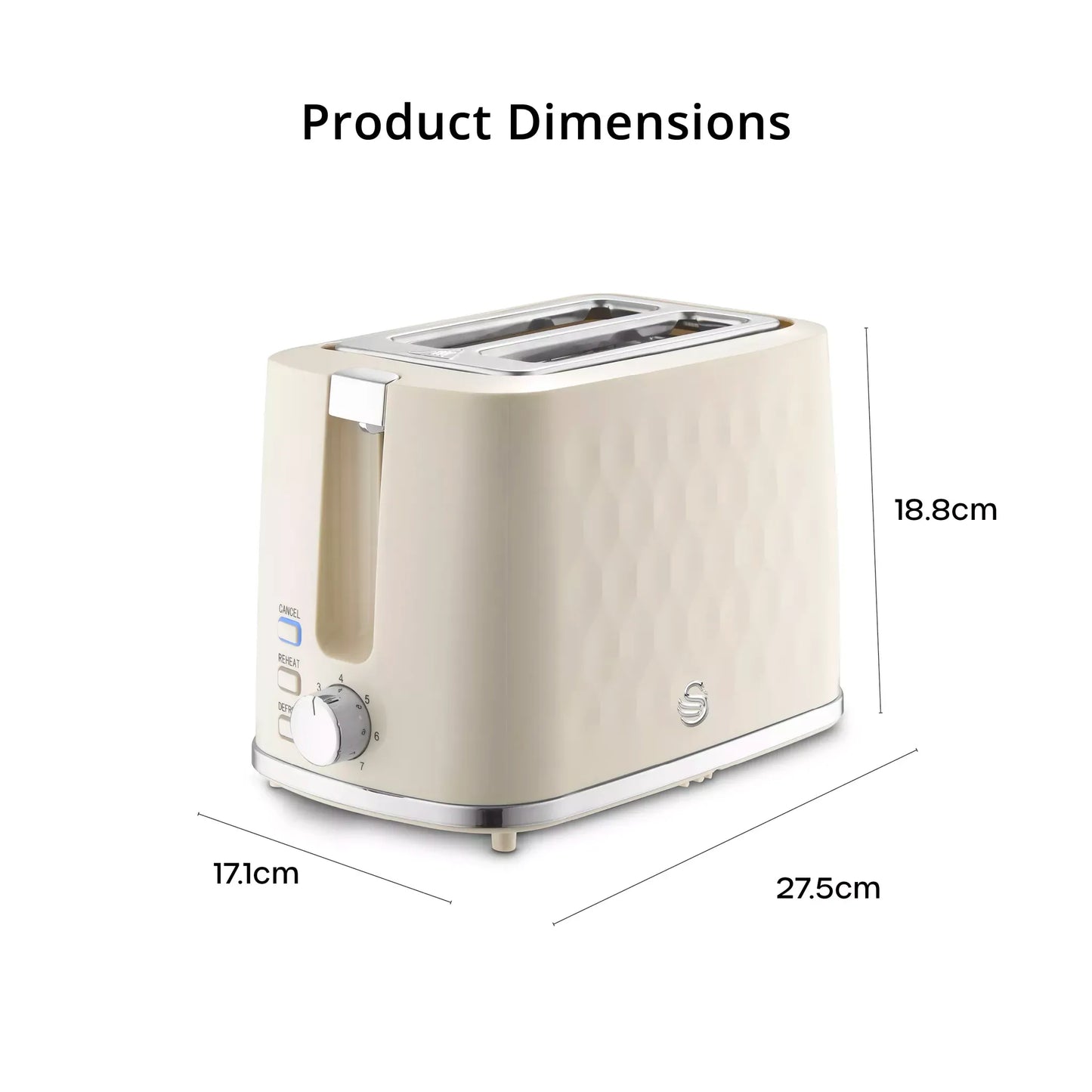 Swan Swan Hexton Kettle & 2 Slice Toaster Kitchen Set (Cream)