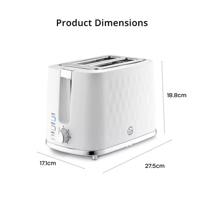 Swan Swan Hexton Kettle & 2 Slice Toaster Kitchen Set (White)