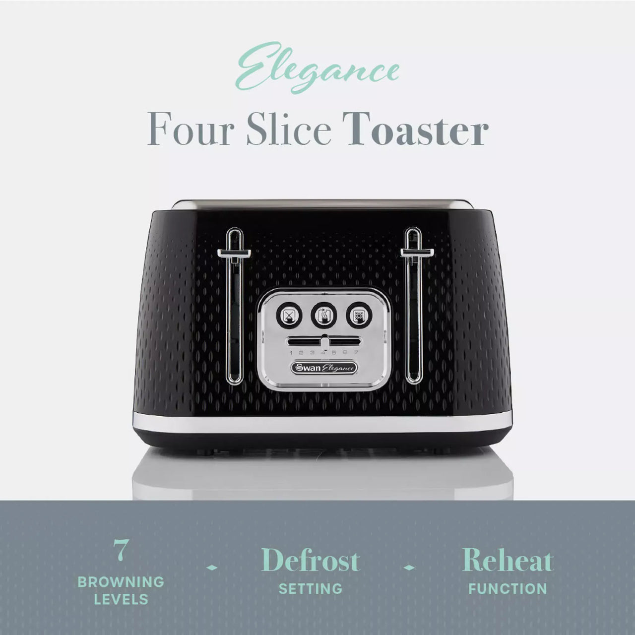 Swan Elegance Kettle, Toaster, Bread Bin, Canisters, Mug Tree & Towel Pole Set (Black)