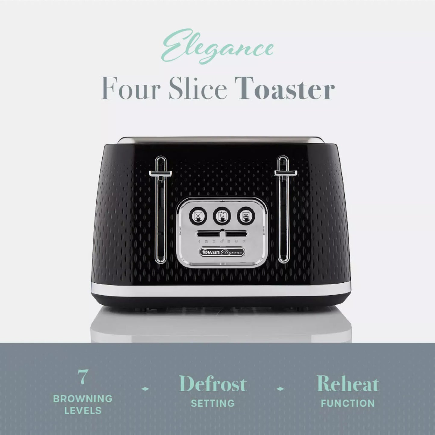 Swan Swan Elegance Kettle & 4 Slice Toaster Kitchen Set (Black)