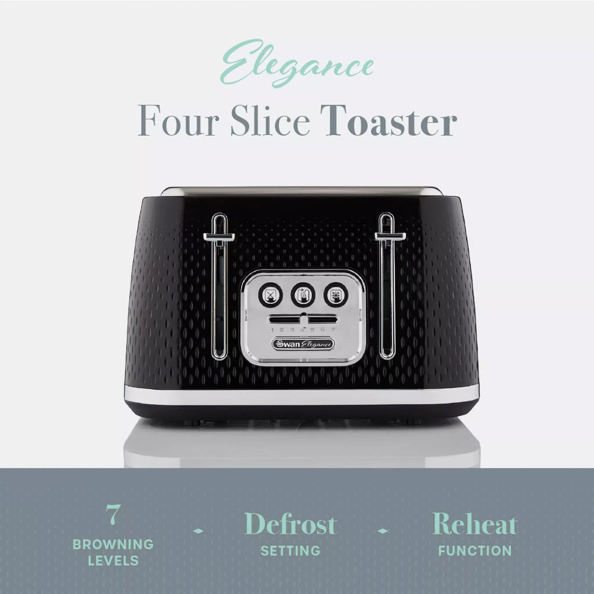 Swan Swan Elegance Kettle & 4 Slice Toaster Kitchen Set (Black)