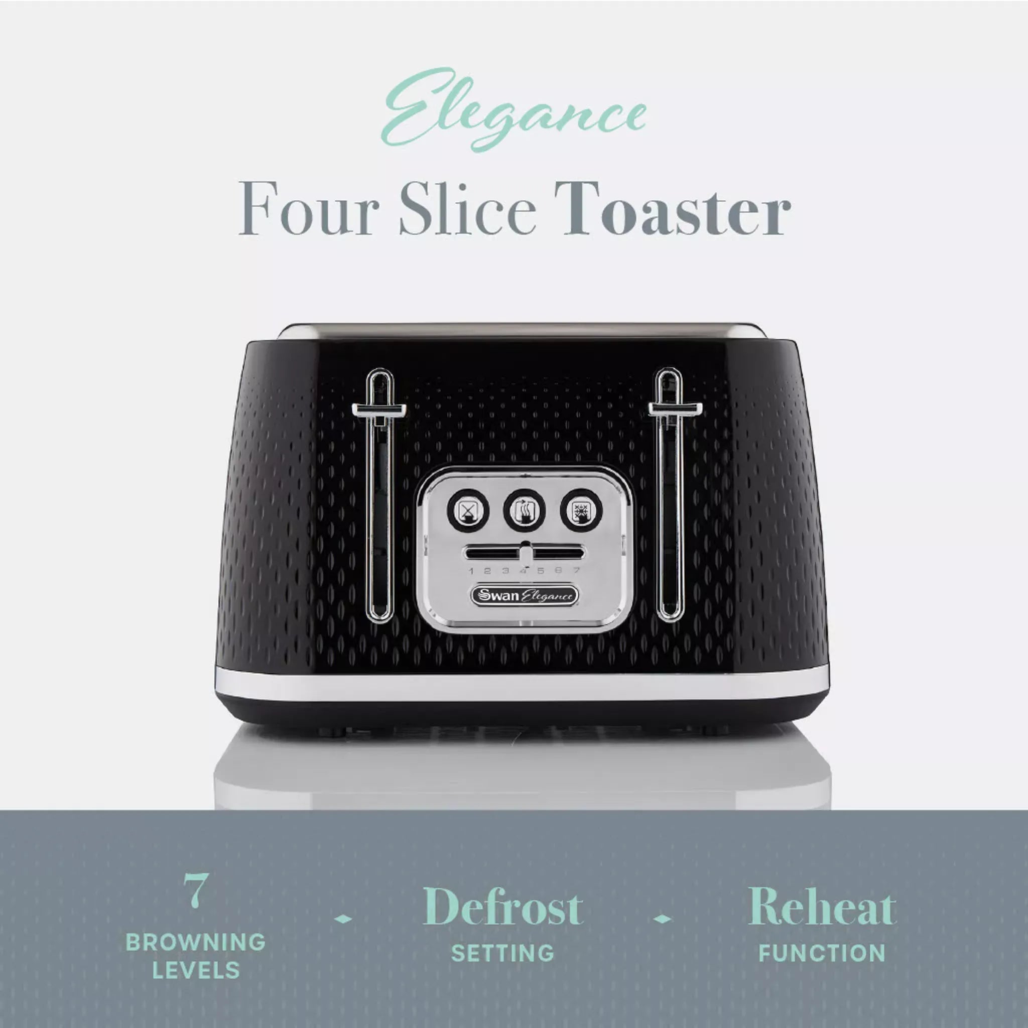Swan Elegance Kettle, Toaster, Bread Bin, Canisters, Mug Tree & Towel Pole Set (Black)