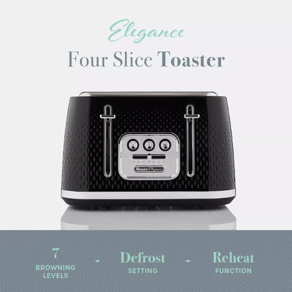 Swan Swan Elegance Kettle & 4 Slice Toaster Kitchen Set (Black)
