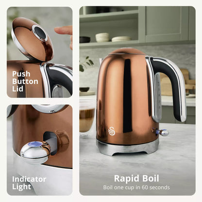 Swan Swan Solace Jug Kettle & 2 Slice Toaster Kitchen Set (Copper)