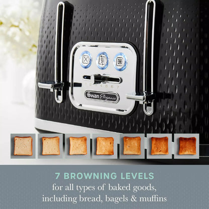 Swan Swan Elegance Kettle & 4 Slice Toaster Kitchen Set (Black)