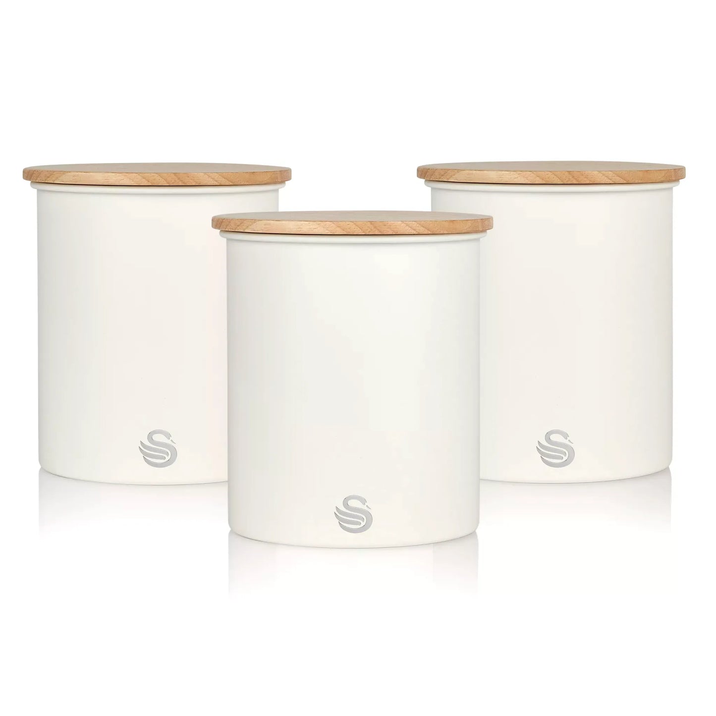 Swan Swan Nordic Kettle, 2 Slice Toaster, Bread Bin & Canisters Kitchen Set (Cotton White)