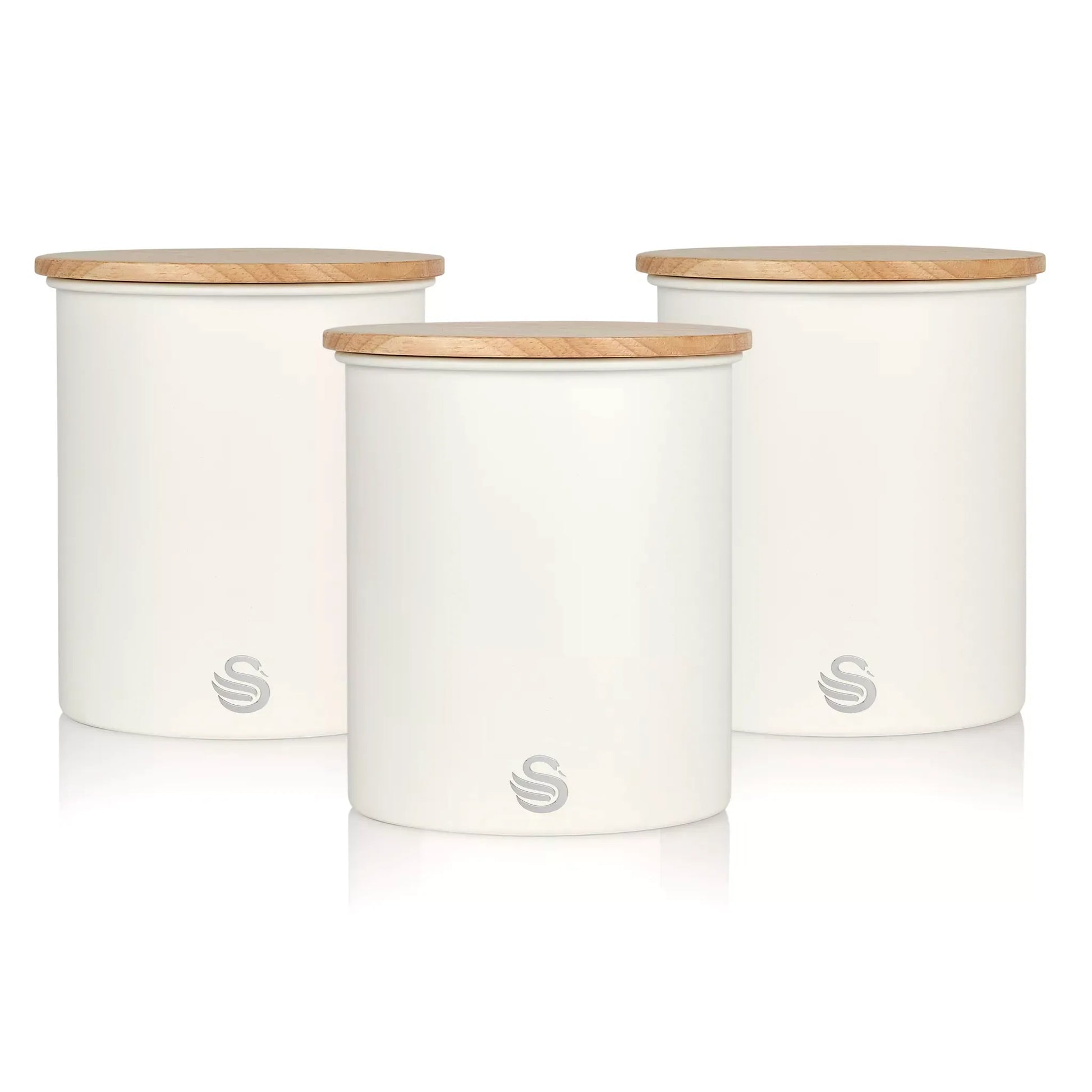 Swan Swan Nordic Kettle, 2 Slice Toaster, Bread Bin & Canisters Kitchen Set (Cotton White)