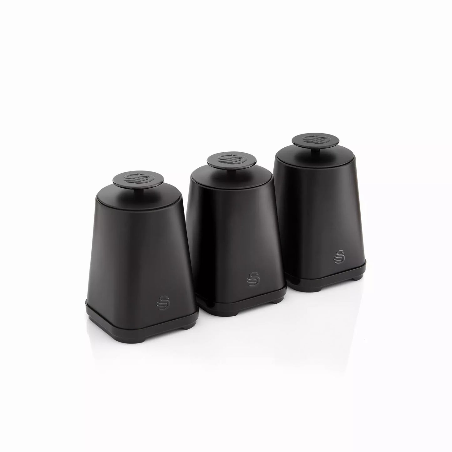 Swan Swan Stealth Bread Bin & Canisters Kitchen Storage Set (Matt Black)