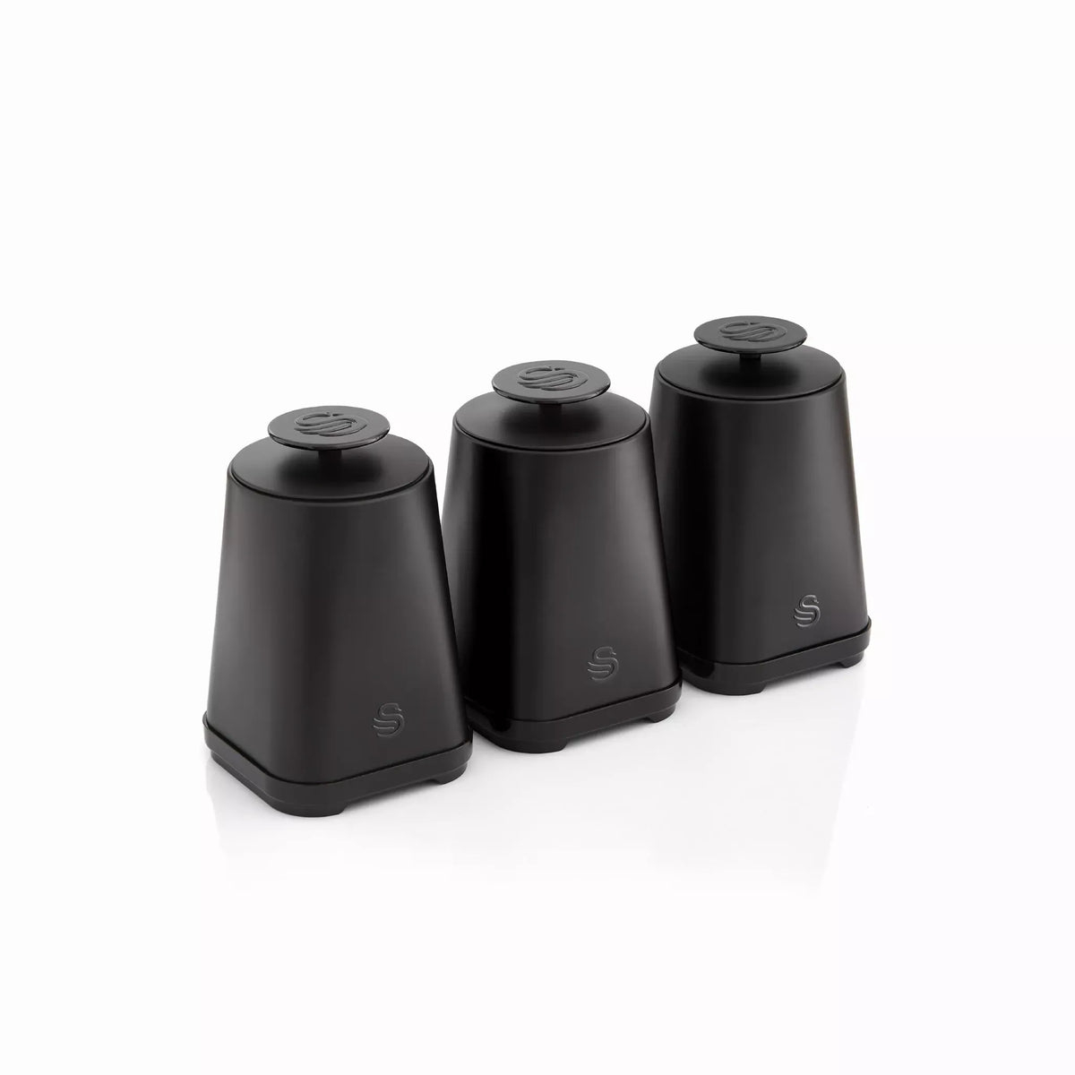 Swan Swan Stealth Bread Bin & Canisters Kitchen Storage Set (Matt Black)
